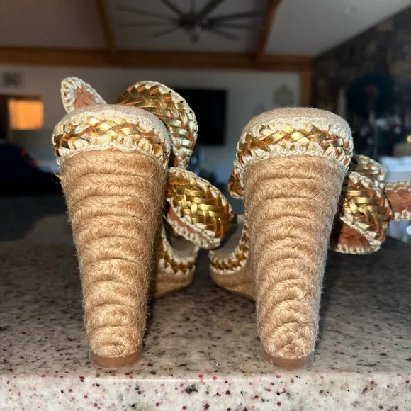 Tory Burch Espadrille Wedge Sandals Sz 38 - Picture 7 of 12